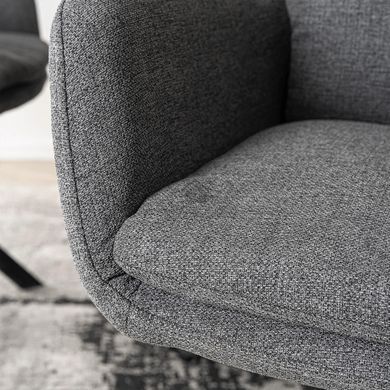 Комплект стіл MEBEL ELITE LUIGI 160(240)х90 см сірий мармур/чорний та 4 стільців PAUL темно-сірого кольору