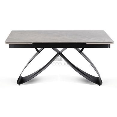 Комплект стіл MEBEL ELITE LUIGI 160(240)х90 см сірий мармур/чорний та 4 стільців PAUL темно-сірого кольору