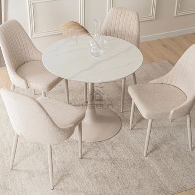 Стол круглый с эффектом мрамора MEBEL ELITE SANDER 90 см белый/кашемир