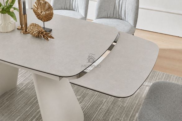 Стіл BROOKLYN CERAMIC Intarsio 140(200)*80 сірий мат/кашемір