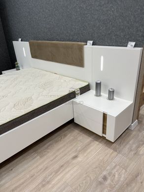 Тумби приліжкові з підсвіткою Perfect Home Арко / Arco з 4 шухлядами 2S/60 Білий глянець/дуб грандсон