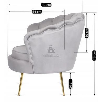 Крісло м'яке оксамитове MEBEL ELITE ANGEL Velvet Сірий