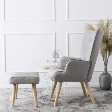 Кресло мягкое с подставкой для ног MEBEL ELITE LOZANO 2 ткань Серый