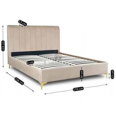 Кровать двуспальная бархатная MEBEL ELITE MARCELO Velvet 160x200 см Бежевый фотография