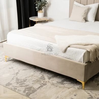 Кровать двуспальная бархатная MEBEL ELITE MARCELO Velvet 160x200 см Бежевый фотография