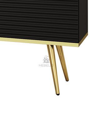 Тумба приліжкова Perfect Home Оро / Oro з 1 шухлядою і золотими ніжками S54 MDF Чорний