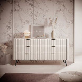 Комод Perfect Home Ланте / Lante з 6 шухлядами і чорними ніжками 6S/163 Беж фотографія