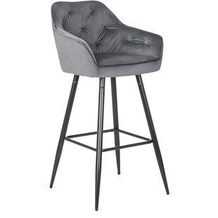 Барний стілець оксамитовий MEBEL ELITE SALEM Velvet сірий / чорний фотографія