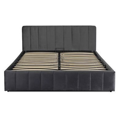 Кровать двуспальная бархатная MEBEL ELITE CHRISTIAN Velvet 160x200 см Серый фотография