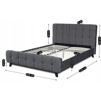 Кровать двуспальная бархатная MEBEL ELITE LINO Velvet 140x200 Серый фотография