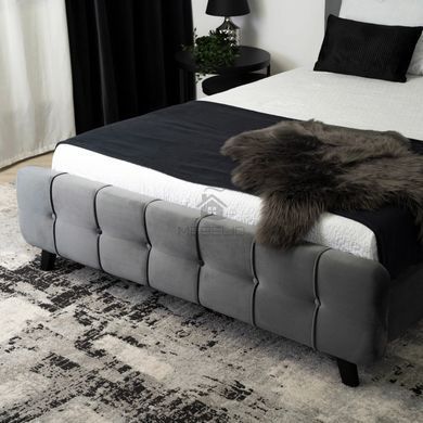 Кровать двуспальная бархатная MEBEL ELITE LINO Velvet 140x200 Серый фотография