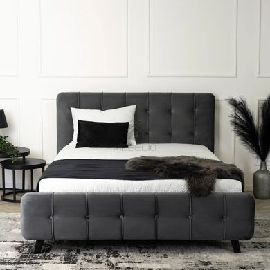 Кровать двуспальная бархатная MEBEL ELITE LINO Velvet 140x200 Серый фотография