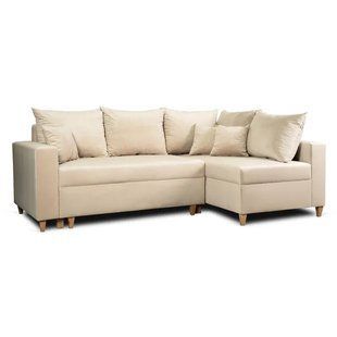 Кутовий диван оксамитовий MEBEL ELITE MARKUS Velvet 238 см Бежевий (правий)