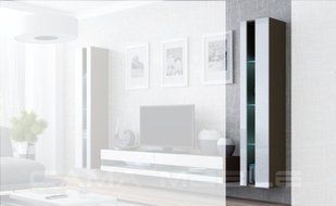Витрина навесная VIGO Cama 180 New Латте Мат / Белый Глянец фотография