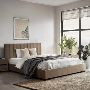 Кровать двуспальная бархатная 160x200 MEBEL ELITE MARI Velvet Беж фотография