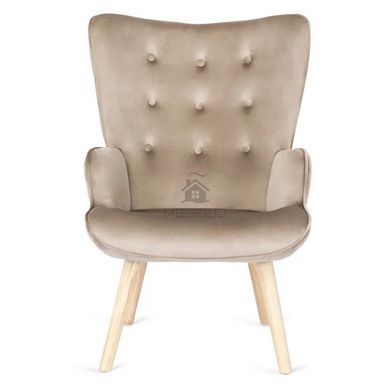 Кресло мягкое бархатное с подставкой для ног MEBEL ELITE LOZANO Velvet Бежевый