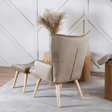 Кресло мягкое бархатное с подставкой для ног MEBEL ELITE LOZANO Velvet Бежевый