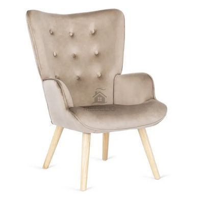 Кресло мягкое бархатное с подставкой для ног MEBEL ELITE LOZANO Velvet Бежевый