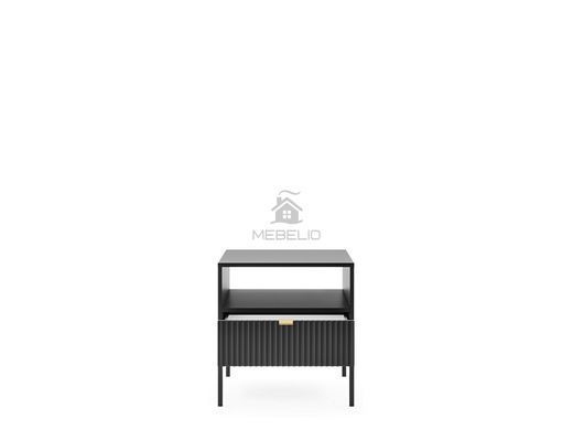Тумба приліжкова Perfect Home Нова / Nova з 1 шухлядою і чорними ніжками S54 Чорний