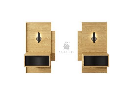 Тумби приліжкові 2 шт. Perfect Home Балтик / Baltic 1S/49 з 1 шухлядою та підсвіткою Дуб балтик/чорний