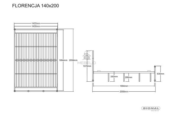 Кровать FLORENCJA Signal 140x200 Белый фотография