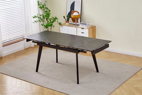 Стол раскладной OSLO CERAMIC Intarsio 120(180)*80 Черный мат Черный