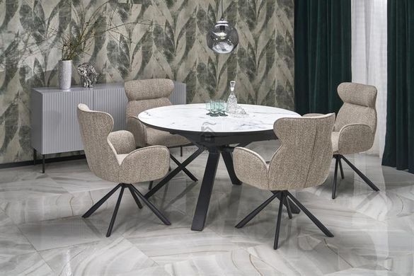 Стол раскладной VERTIGO Halmar 130/180x130 Белый мрамор/Черный