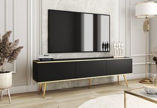 Тумба под ТВ Perfect Home Оро / Oro RTV175 золото Черный фотография