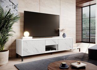 ТВ Тумба MARMO RTV Cama 200 Белый мат / Белый мрамор фотография
