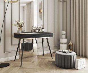 Стіл туалетний Perfect Home Оро / Oro з 2 шухлядами і чорними ніжками T102 MDF Чорний
