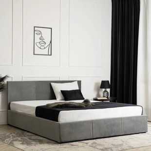 Ліжко двоспальне оксамитове MEBEL ELITE ALISSON Velvet 140x200  Сірий фотографія