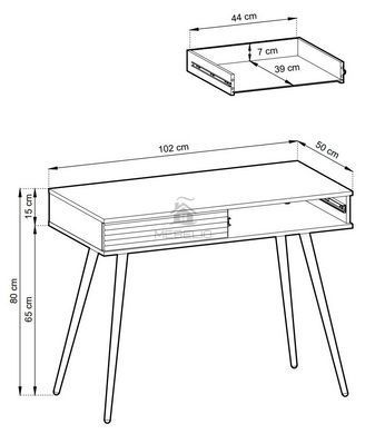 Стіл туалетний Perfect Home Оро / Oro з 2 шухлядами і чорними ніжками T102 MDF Чорний