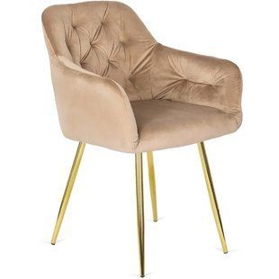 Стул бархатный MEBEL ELITE RAYA Velve, бежевый / золотой