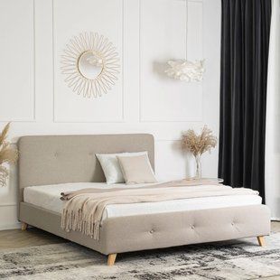 Ліжко оксамитове MEBEL ELITE MIKEL 160x200 см Беж фотографія