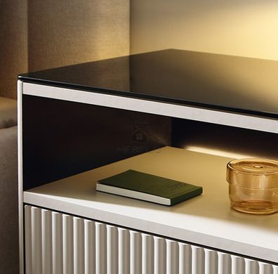 Тумба приліжкова з підсвіткою Perfect Home Орта / Orta S57 з 1 шухлядою Кашемір