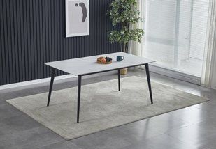 Стол SABA CERAMIC Intarsio 130x70 Белый Глянец Керамика Черный Мат фотография