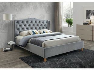 Кровать ASPEN Velvet Signal 160x200 Светло Серый фотография