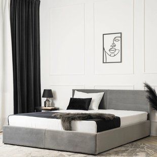 Ліжко двоспальне оксамитове MEBEL ELITE MONICA Velvet 160x200 Сірий фотографія