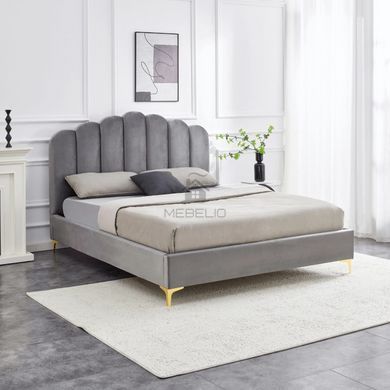 Кровать двуспальная MEBEL ELITE GEMINI Velvet&nbsp; 160x200 см Серый фотография