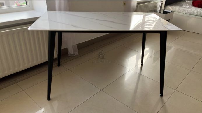 Стіл SABA CERAMIC Intarsio 130x70 Білий Глянець Кераміка Чорний Мат