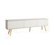 Тумба под телевизор Perfect Home Оро/Oro 3-дверная с золотыми ножками RTV175 MDF Белый