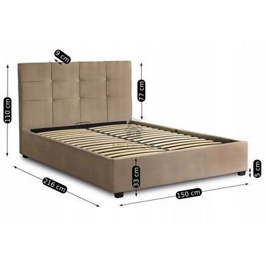 Кровать двуспальная бархатная 140x200 MEBEL ELITE TINGA Velvet Беж фотография