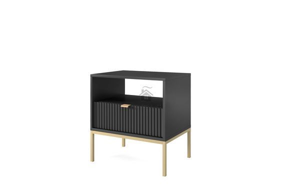 Тумба приліжкова Perfect Home Нова / Nova з 1 шухлядою і золотими ніжками S54 Чорний
