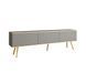 Тумба под телевизор Perfect Home Оро/Oro 3-дверная с золотыми ножками RTV175 MDF Серый