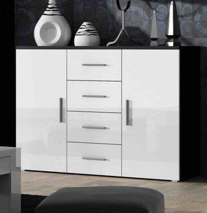 Комод UNI Cama 132 Черный Мат / Белый Глянец фотография