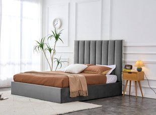 Кровать PALAZZO VELVET Halmar 160*200 Серый/серебряный фотография