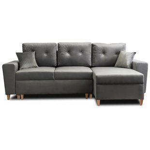 Кутовий диван універсальний оксамитовий MEBEL ELITE MATEO Velvet 248 см Сірий Правий