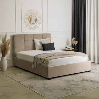Кровать двуспальная бархатная 160x200 MEBEL ELITE TINGA Velvet Беж фотография