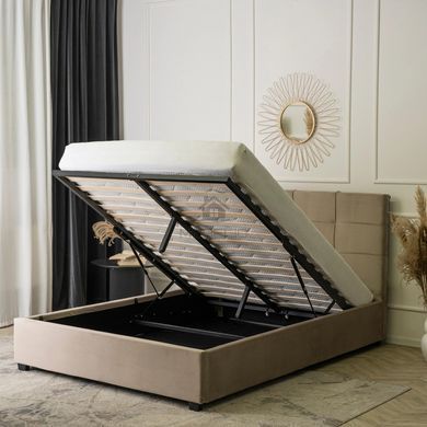 Кровать двуспальная бархатная 160x200 MEBEL ELITE TINGA Velvet Беж фотография