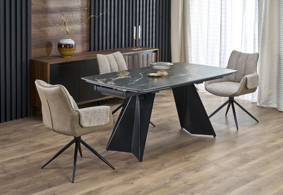 Стол раскладной ARMANI Halmar 165(241)x90 Черный Мрамор/Черный
